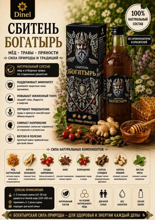 №2 Сбитень Богатырь, 250мл  в Кирове