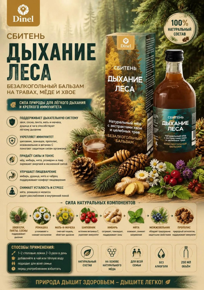  Сбитень Дыхание леса, 250мл  в Кирове